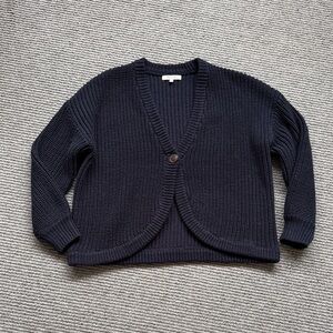 Madewell Shirttail Cropped Cardigan, Navy Blue, Size XS